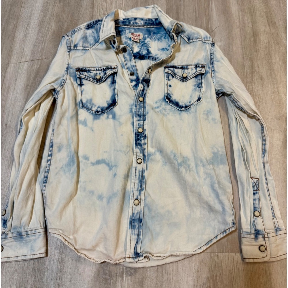 Mossimo Denim Western Shirt Kids M 8/10 Blue Acid Wash Excellent Snap Front